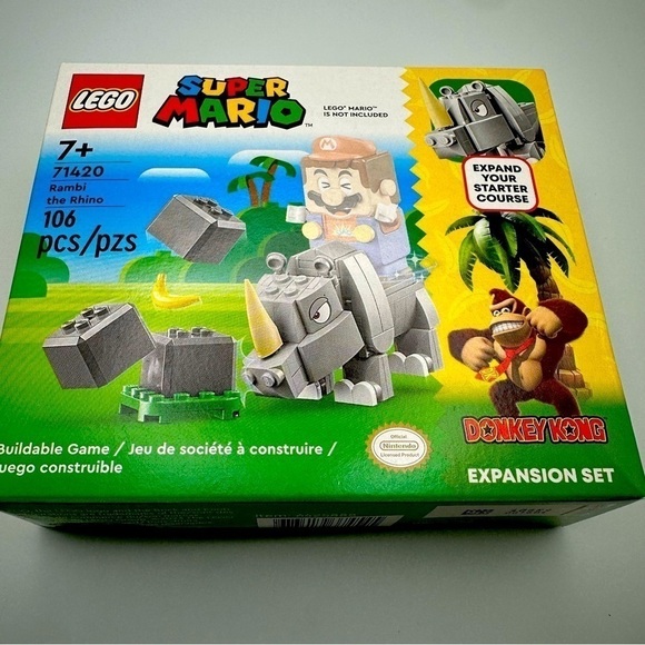 Retired LEGO Super Mario Rambi the Rhino 71420 – Donkey Kong Expansion – Sealed - Picture 1 of 7